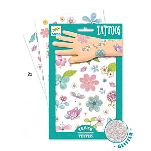 Tatuaże brokatowe dla dziewczynek Kwiaty Djeco