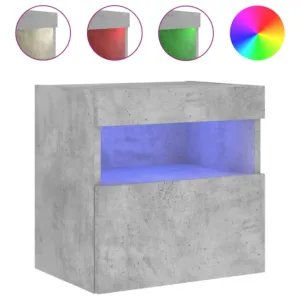 Ścienna szafka TV z LED, szarość betonu, 40x30x40 cm