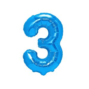 Balon foliowy "cyfra 3", ciemno niebieska, 100 cm [balon na hel, cyfra duża, urodziny]