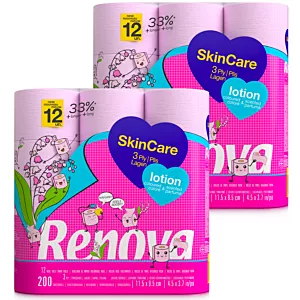 2x Papier toaletowy Renova Skin Care Lotion różowe 12szt