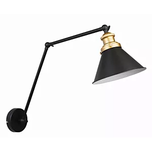 Fundo lampa kinkiet czarny+złoty 1x40w e27 klosz czarny