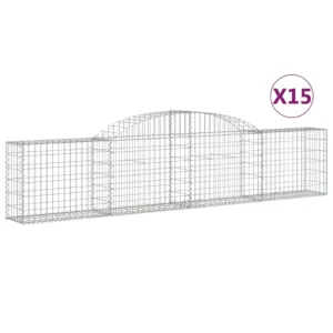 Kosze gabionowe, 15 szt., 300x30x60/80 cm, galwanizowane żelazo