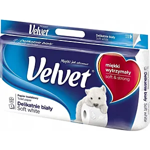 Papier Toaletowy Velvet Delikatnie Biały - 8 Rolek