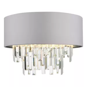 Lampa sufitowa Halle 4 Light Flush Grey Shade Crystal