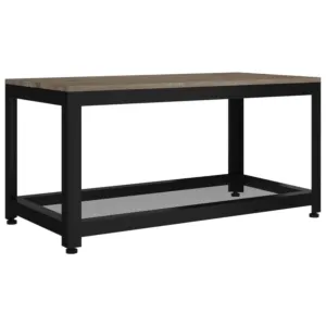 Stolik kawowy, szaro-czarny, 90x45x45 cm MDF i żelazo