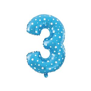 Balon foliowy „cyfra 3”, niebieska, 40 cm [balon na powietrze]