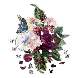 Puzzle drewniane Motyle w kwiatach | Butterflies in the flowers | 320 elementów | XXL
