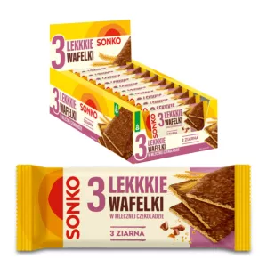 11x SONKO Lekkie Wafelki 3 ziarna w czekoladzie mlecznej 36g