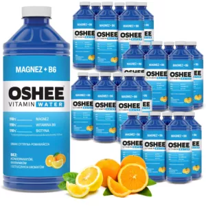24x OSHEE Vitamin Water magnez + B6  cytryna - pomarańcza 1100 ml