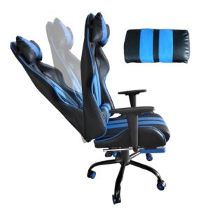 Wygodny fotel gamingowy z masarzerem i podnóżkiem, fotel dla gracza
