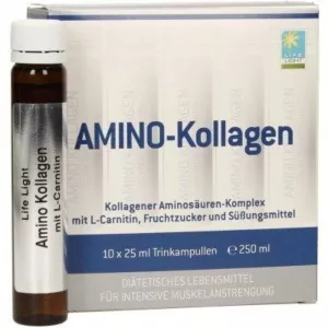 Amino Kollagen 10 ampułek do picia Hydrolizat Białek Kolagenowych + L-karnityna + B6